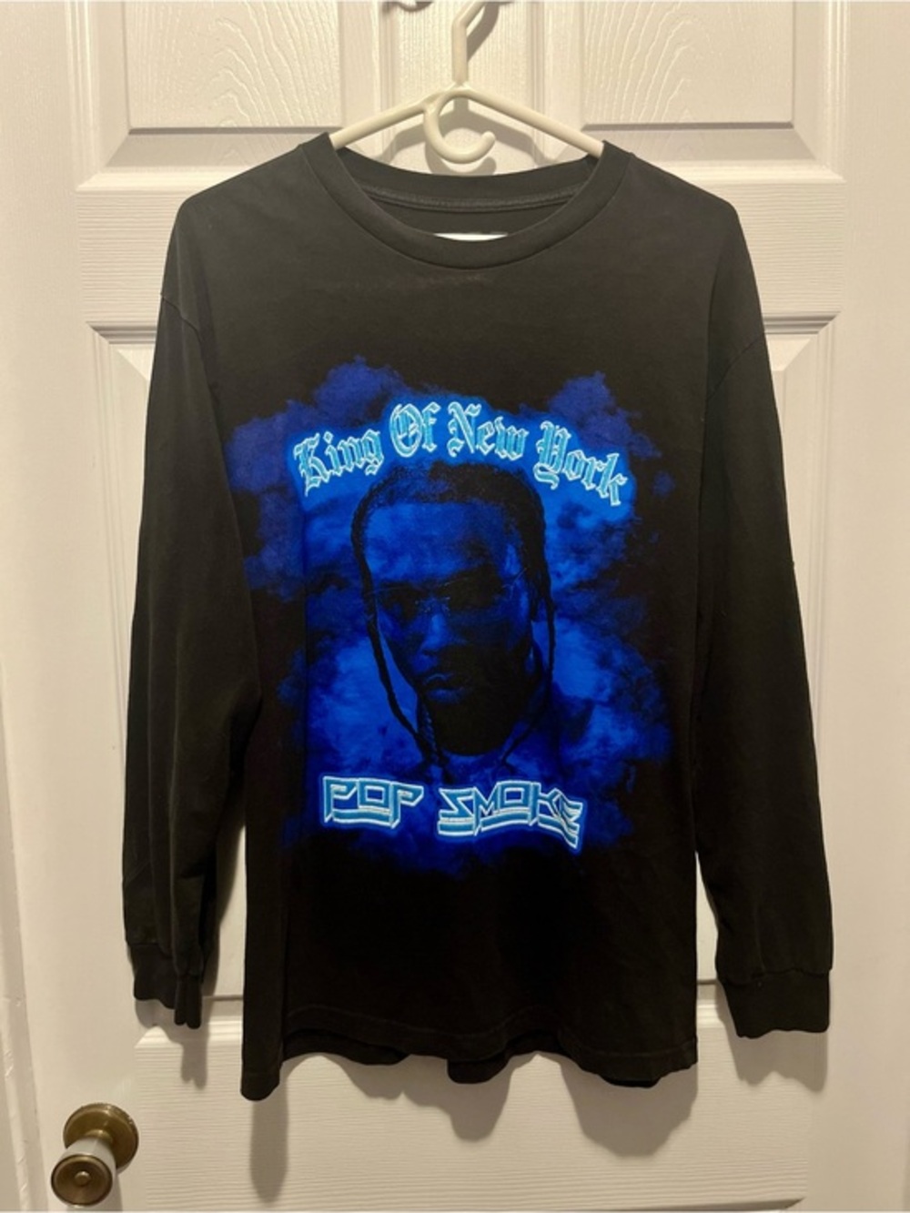 Pop Smoke Pull King Of New York Long Sleeve Shirt Brooklyn Rap Tee Large Black